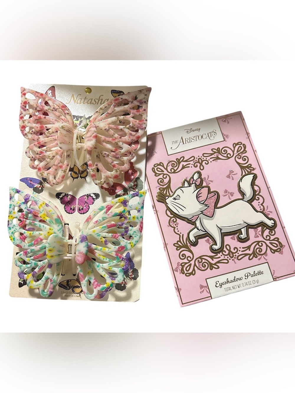 Butterfly Hair Clips Set & Makeup Palette Bundle